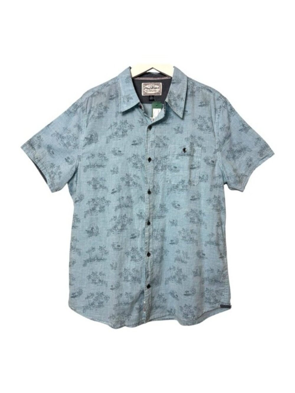 NWT Flag & Anthem Brownell Men's Blue Tropical Print Shirt Size L